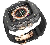 Canda di orologi in fibra di carbonio trasparente in gomma silicone in gomma , per la serie 9/8/7/6/5/4/SE , Strap sportivo in silicone di lusso+kit di custodia in fibra di carbonio , per 45 mm 44 mm