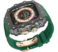 Canda di orologi in fibra di carbonio trasparente in gomma silicone in gomma ， per la serie 9/8/7/6/5/4/SE ， Strap sportivo in silicone di lusso+kit di custodia in fibra di carbonio ， per 45 mm 44 mm