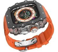 Canda di orologi in fibra di carbonio trasparente in gomma silicone in gomma ， per la serie 9/8/7/6/5/4/SE ， Strap sportivo in silicone di lusso+kit di custodia in fibra di carbonio ， per 45 mm 44 mm