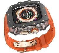 Canda di orologi in fibra di carbonio trasparente in gomma silicone in gomma , per la serie 9/8/7/6/5/4/SE , Strap sportivo in silicone di lusso+kit di custodia in fibra di carbonio , per 45 mm 44 mm
