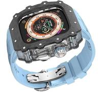 Canda di orologi in fibra di carbonio trasparente in gomma silicone in gomma ， per la serie 9/8/7/6/5/4/SE ， Strap sportivo in silicone di lusso+kit di custodia in fibra di carbonio ， per 45 mm 44 mm