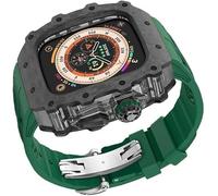 Canda di orologi in fibra di carbonio trasparente in gomma silicone in gomma ， per la serie 9/8/7/6/5/4/SE ， Strap sportivo in silicone di lusso+kit di custodia in fibra di carbonio ， per 45 mm 44 mm