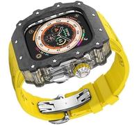 Canda di orologi in fibra di carbonio trasparente in gomma silicone in gomma , per la serie 9/8/7/6/5/4/SE , Strap sportivo in silicone di lusso+kit di custodia in fibra di carbonio , per 45 mm 44 mm