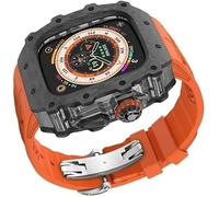 Canda di orologi in fibra di carbonio trasparente in gomma silicone in gomma ， per la serie 9/8/7/6/5/4/SE ， Strap sportivo in silicone di lusso+kit di custodia in fibra di carbonio ， per 45 mm 44 mm