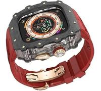 Canda di orologi in fibra di carbonio trasparente in gomma silicone in gomma , per la serie 9/8/7/6/5/4/SE , Strap sportivo in silicone di lusso+kit di custodia in fibra di carbonio , per 45 mm 44 mm