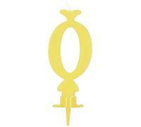 Candela 0 Zero GIALLO Chiaro numerale h 6,5cm - Candelina per Torta e dolci - candela di compleanno in cera a forma di numero