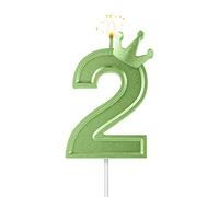 Candela 3D 7,6 cm, corona decorazione per torta feste di compleanno, anniversario (verde, 2)