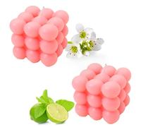 Candela a bolle | Candele artigianali naturali e profumate | Candele 100% vegane | Candele decorative sostenibili realizzate con cera di soia naturale | decorazione bohémien | 6 x 6 x 6 cm (2pc, rosa)