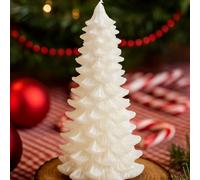 Candela a Forma di Albero in Paraffina Metallica Bianca, Decorazione Elegante e Festiva per Casa e Eventi 21cm - Varzi dal 1956