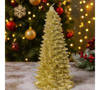 Candela a Forma di Albero in Paraffina Metallica Oro, Decorazione Elegante e Festiva per Casa e Eventi 21cm - Varzi dal 1956