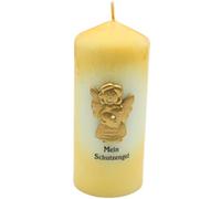 Candela a forma di angelo custode, candela da tavolo, candela decorativa, candela per battesimo, candela a forma di angelo custode dorato e scritta "Il mio angelo custode", in crema, altezza 15 x 6