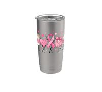 Candela a forma di cuore con disegno di cancro al seno, rosa, speranza, caffè Bicchiere termico in acciaio inox doppia parete