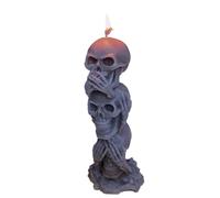 Candela a forma di scheletro di Halloween, non sentire, non vedere, non parlare il male, decorative per Halloween, 3 teste di teschio, a tema decorativo per la casa