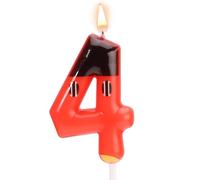 Candela a Forma di Topo dei Cartoni Animati, Candela di Compleanno Nera e Rossa Candele con Numeri Candele Cartoni Animati per Feste a Tema Baby Shower Forniture (Numero 4)