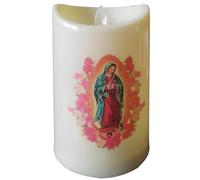 Candela a LED con Gesù del Sacro Cuore, senza fiamma, con Vergine Maria di Guadalupe, luce gialla calda per ambienti domestici e religiosi