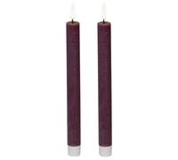 Candela a LED in vera cera MIJOMA con fiamma realistica, timer e funzionamento a batteria | Candela LED da interno con luce bianco caldo | Aspetto naturale (Marrone - superficie liscia, Ø2cm x 24cm)