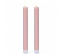 Candela a LED in vera cera MIJOMA con fiamma realistica, timer e funzionamento a batteria | Candela LED da interno con luce bianco caldo | Aspetto naturale (Rosa chiaro - superficie liscia, Ø2cm x