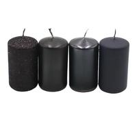 Candela a pilastro, candele dell'Avvento, candele a corona dell'Avvento, colore nero, diverse sfumature di colore, dimensioni: 7 x 4 cm, 250 g, durata 4 x 10 h