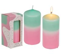 Candela a pilastro con gradiente, rosa, menta, ca. 12 x 6 cm, in confezione regalo