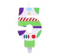 Candela a Tema Giocattolo con Storia Dei Cartoni Animati, Decorazione per Giocattoli con Robot Astronauta Candela a Tema Cartone Animato Numero Di Compleanno per Ragazzi e Ragazze (Numero 5)