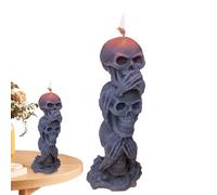 Candela a teschio di Halloween, candela con testa di scheletro | decorative di Halloween spettrali horror - decorative di 3 con figurine di teste di teschio a tema per la casa