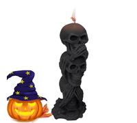 Candela a triplo teschio di Halloween, candela non sentire, non vedere, non parlare il male, statua di scheletro, bruciabile, candele decorative per Halloween, per feste autunnali, decorazioni per la