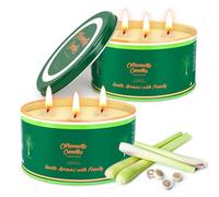 Candela Alla Citronella da Esterno Grande, 2 x 14OZ Candele da Giardino a 3 Stoppini 200 Ore di Combustione, Candele Naturali in Cera di Soia per Campeggio, Patio, Giardino, Piscina