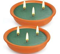 Candela alla citronella per esterni, 2 Candele Citronella Esterno, realizzate con olio di citronella e cera di soia naturale - Ideali per giardino, balcone, patio e campeggio, 14,5 Cm ø