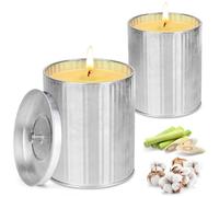 Candela alla citronella per esterni, con coperchio, in cera di soia e olio di limone, durata 100-120 ore, set di candele alla limone, per giardino, campeggio, barbecue e vacanze, regalo estivo