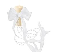 Candela Battesimo Antigoccia, Deco Candele Comunione Bianca, Candela con Fiocco, Candele Antigoccia Tulle, per Comunione Battesimo Matrimonio Compleanno