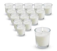 Candela bianca in vetro trasparente non profumata, 6 x 5 cm, 16 pezzi, candela decorativa da tavolo con 12 ore di durata, candela votiva, senza profumo, per matrimonio, compleanno, decorazione