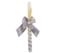 Candela bianca per il battesimo con “Il mio battesimo” ricamato PERSONALIZZATO con NOME e DATA. Modello Paris. Vari colori disponibili (Grigio)