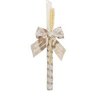 Candela bianca per il battesimo con “Il mio battesimo” ricamato PERSONALIZZATO con NOME e DATE. Modello Paris. Vari colori disponibili (Camel)