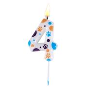 Candela Bluey a Forma di Zampa di Cane Blu, 10cm con Numeri per Feste da Bambini (Bluey Articoli)
