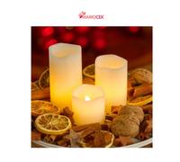 CANDELA Cera led fiamma mobile tris h11-14-17 avorio luce calda batteria timer