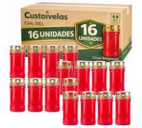 Candela Cirio con Coperchio di Sicurezza 30LL - Rosso 15 cm | Lunga Durata per Cimitero, Esterno e Cerimonie | Fiamma Stabile con Protezione | (16,0, Rosso)