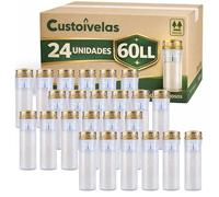 Candela Cirio con Coperchio di Sicurezza 60LL - Bianco 24,5 cm | Lunga Durata per Cimitero, Esterno e Cerimonie | Fiamma Stabile con Protezione | Confezione da 24 Pezzi (24, Bianco)