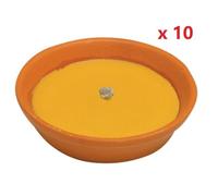 Candela Citronella Anti Zanzare in Coccio da Esterno Giardino Diam 11 cm 10 Pz