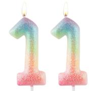 Candela colorata glitterata per il 11° compleanno, numero 11 di compleanno, topper per torta per ragazze e donne, decorazioni per feste a tema colorato glitterato, forniture regalo di compleanno