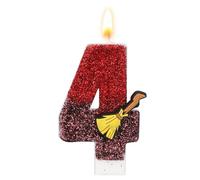 Candela Compleanno a Tema Magico Mago, Candela con Numero Glitterato a Tema Scopa Magica con Paillettes Topper Torta Ispirata Mago per Decorazioni per Feste di Compleanno Bambini (Numero 4)