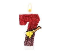 Candela Compleanno a Tema Magico Mago, Candela con Numero Glitterato a Tema Scopa Magica con Paillettes Topper Torta Ispirata Mago per Decorazioni per Feste di Compleanno Bambini (Numero 7)