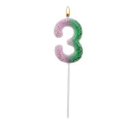 Candela Compleanno a Tema Strega, Candele Numeri Rosa e Verdi Graziosi Topper per Torta con Numeri Decorazioni e Articoli per Feste a Tema Strega Halloween Compleanno Perfetti(Numero 3)
