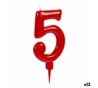 Candela Compleanno Numeri 5 Rosso [12 Unità]