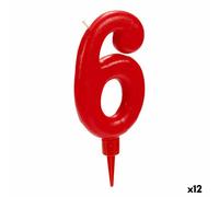 Candela Compleanno Numeri 6 Rosso [12 Unità]