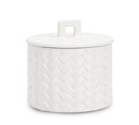 Candela con Coperchio Ø14,5x14 cm in Ceramina Twine Bianco