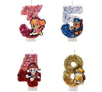 Candela con numeri da 0 a 9, decorazione per torta di compleanno con personaggi carini 3D di Paw Patrol, accessorio da inserire, regalo per decorazione torta 5,3,4,1,2,7,8,6,0,9FumettoCera