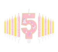 Candela con numero di unicorno per 5° compleanno, candele per 5° compleanno per ragazze, per decorazioni per 5° compleanno, candela per torta con unicorno per torta a tema unicorno, forniture per
