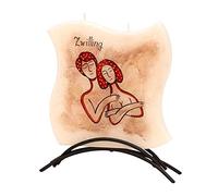 Candela con supporto in metallo 16 x 16cm segno zodiacale: Gemelli