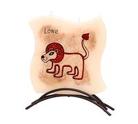Candela con supporto in metallo 16 x 16cm segno zodiacale: leone