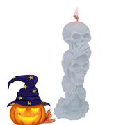 Candela con testa di scheletro,con teschio | con teschio Decorazioni horror e novità | Statuetta con 3 teste di, candela, decorazioni horror per un'atmosfera spettrale, decorazioni per la casa